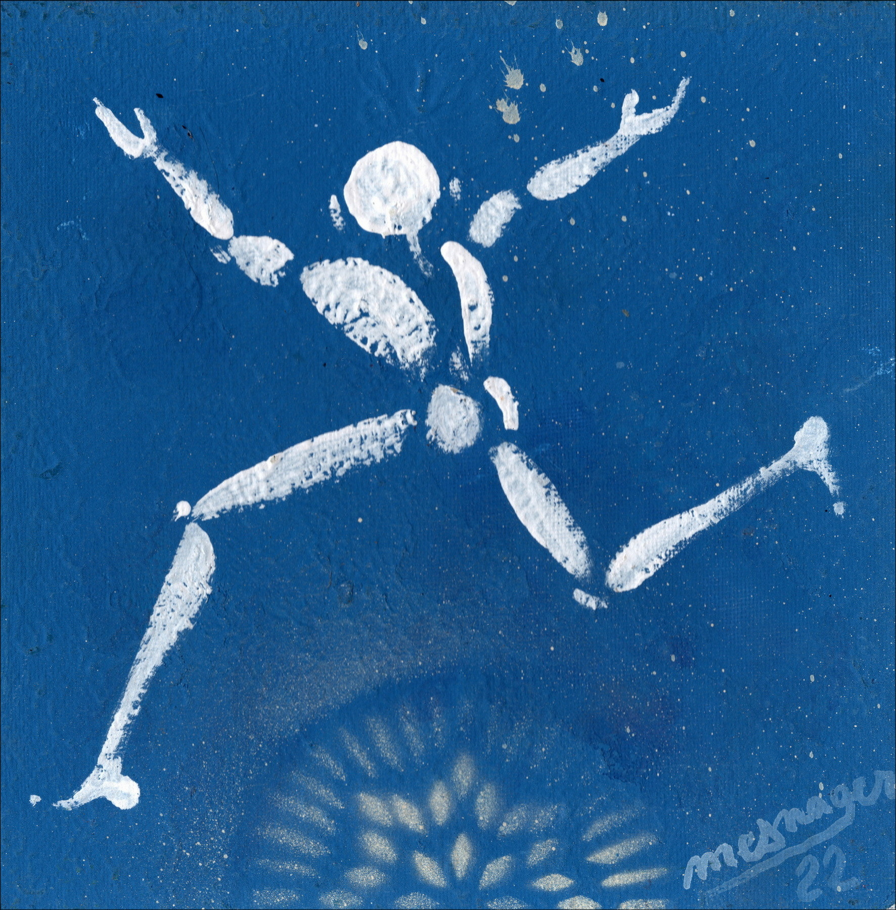Jérôme-Mesnager - Malerei-Mann in Weiß (Blau- 4), 2025