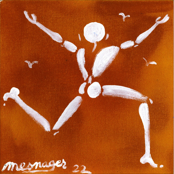 Jérôme Mesnager - Painting Man in White (Oranje -2), 2025