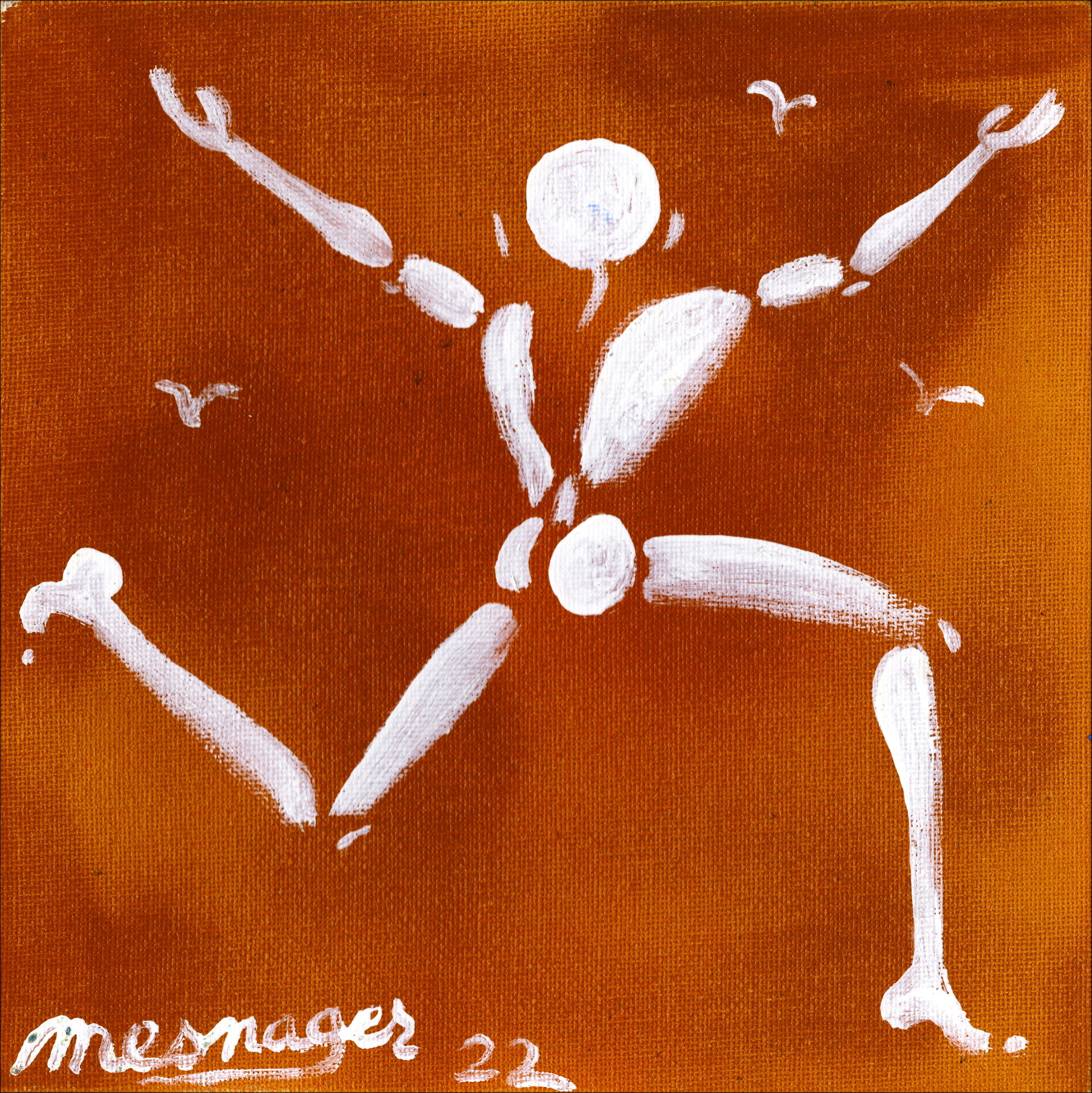 Jérôme mesnager - pittura uomo in bianco (arancione -2), 2025