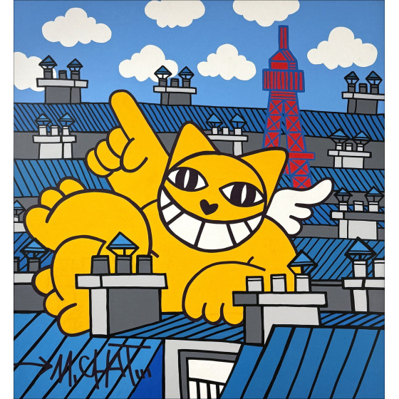 M.Chat - Waschen von Nickerchen auf Dächern, Original-Leinwand 2023
