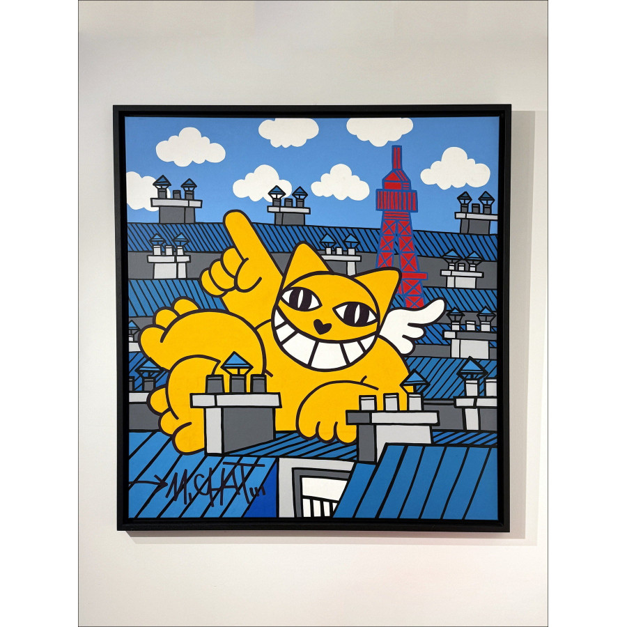 M.Chat - Wassen dutje op daken, origineel canvas 2023