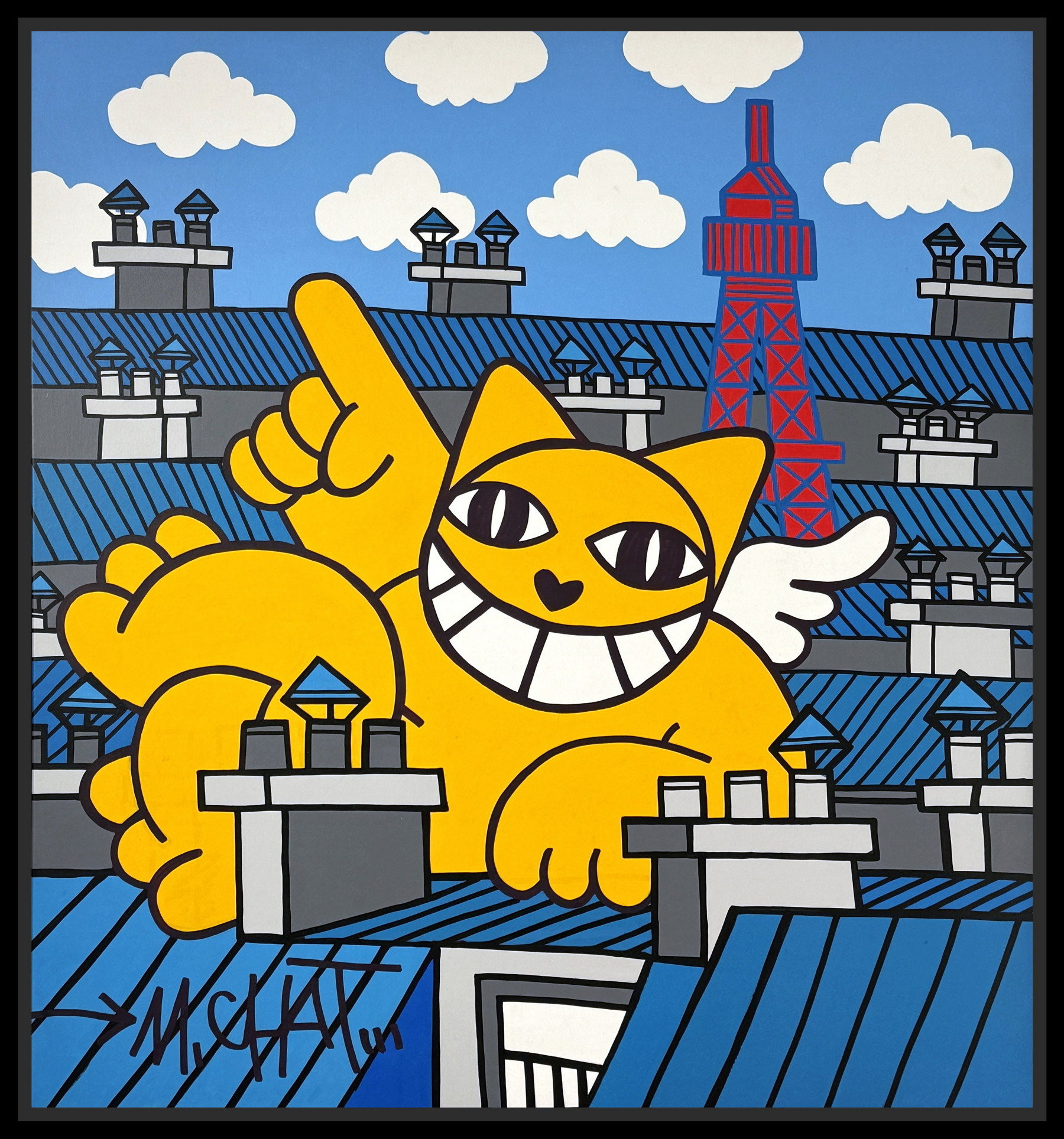 M.Chat - Washed nap on roofs, original canvas 2023