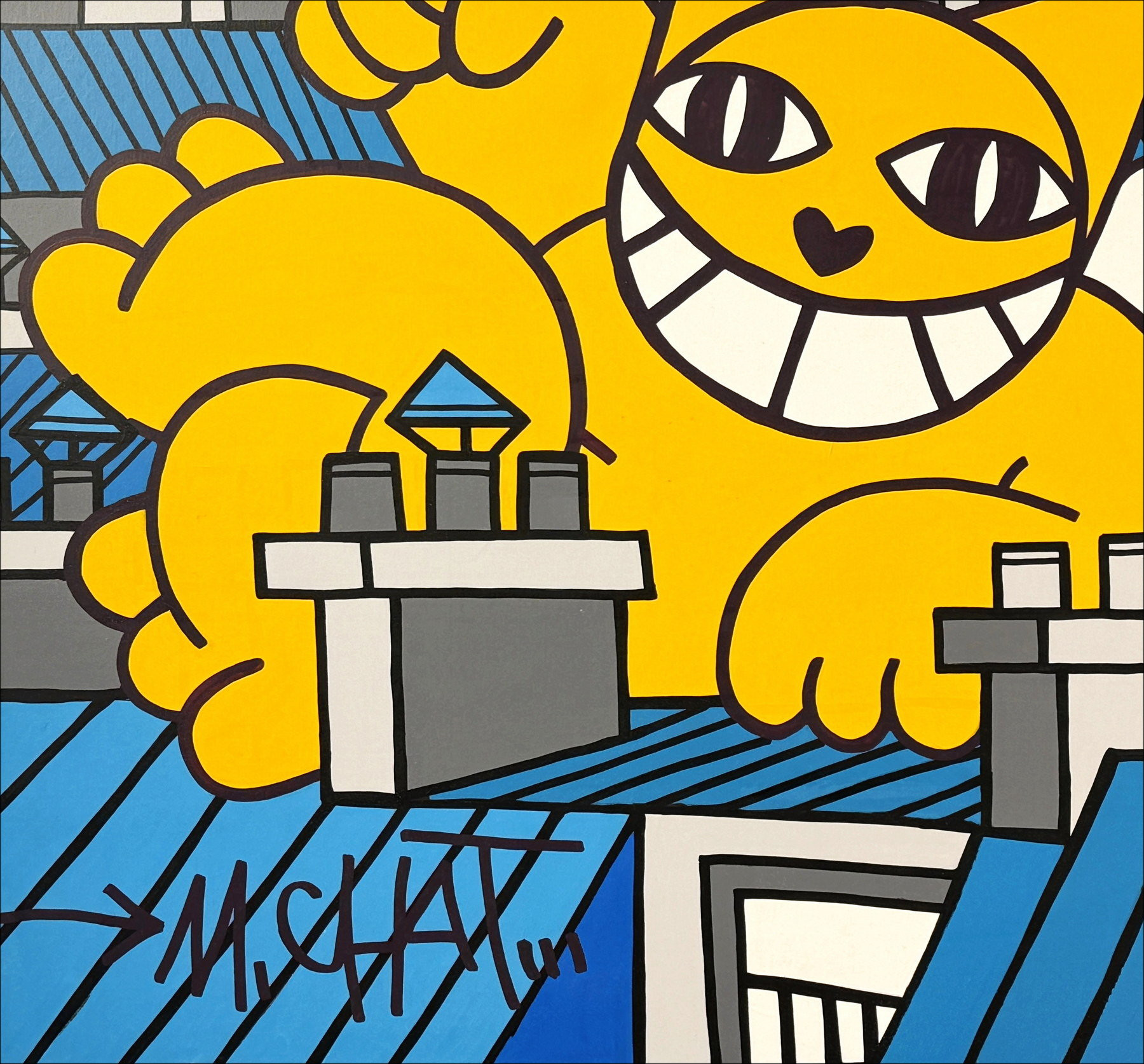 M.Chat - Waschen von Nickerchen auf Dächern, Original-Leinwand 2023