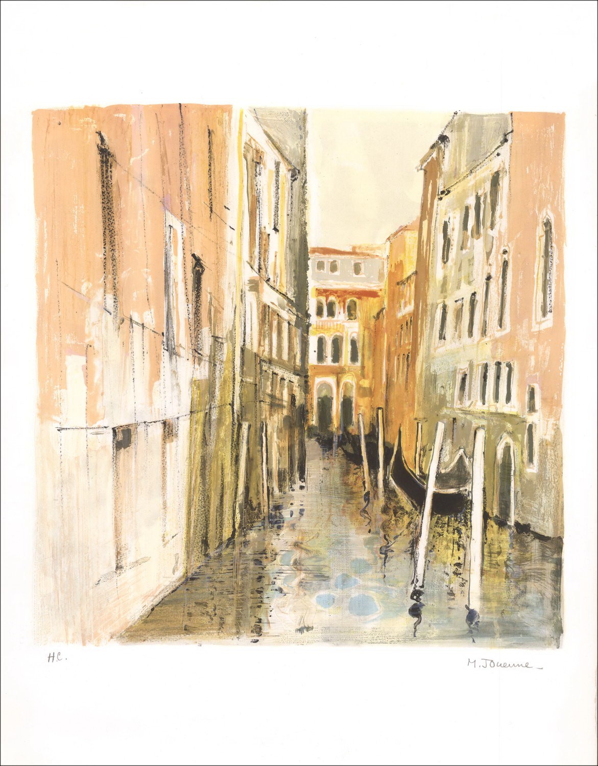 Michel JOUENNE - Litografia Originale "Canale a Venezia" 76x59 cm - Firmata e numerata a matita