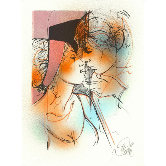 Jean-Baptiste Valadé - Originele lithografie Enhanced "Verbeterde ongeduld 4" 30x22cm