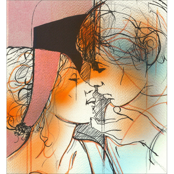 Jean-Baptiste VALADIÉ - Original Lithograph enhanced "Impatience enhanced 4" 30x22cm
