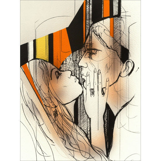 Jean-Baptiste VALADIÉ - Original Lithograph enhanced "Impatience enhanced 1" 30x22cm
