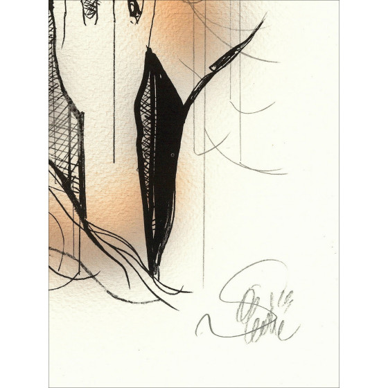 Jean-Baptiste VALADIÉ - Original Lithograph enhanced "Impatience enhanced 1" 30x22cm
