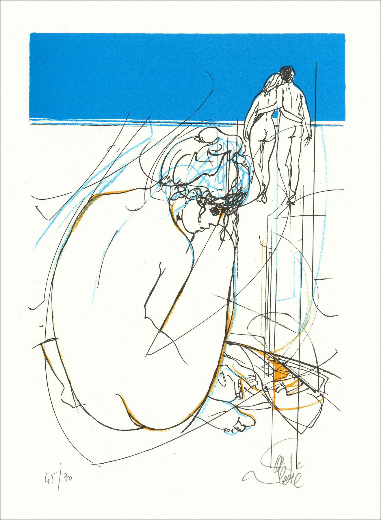 Valady Jean-Baptiste - Original-Lithographie "Ungeduld VI" Original-Lithographie - 30x22cm