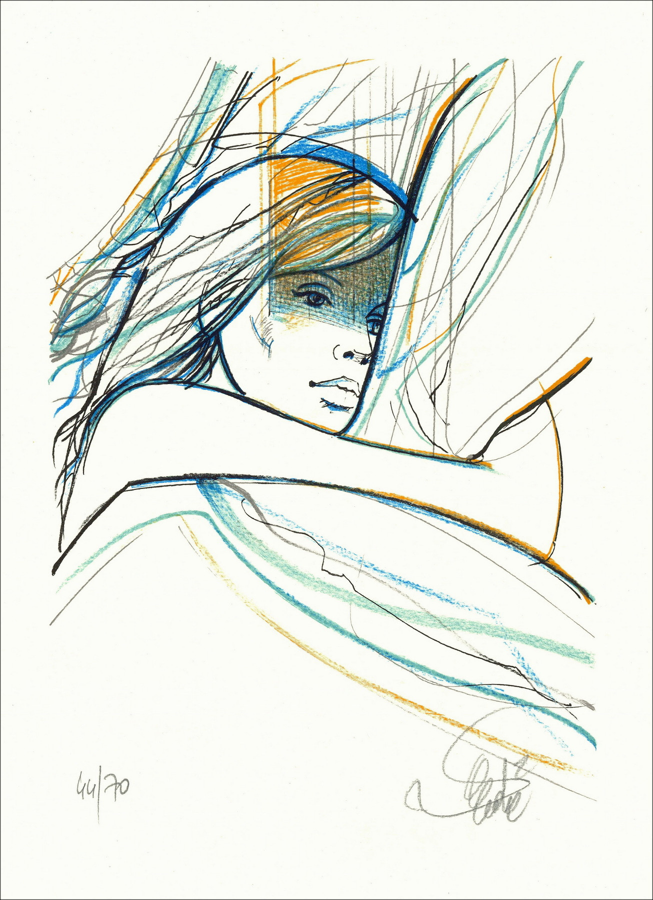 VALADIÉ Jean-Baptiste - Original lithograph "Impatience II" 30x22cm