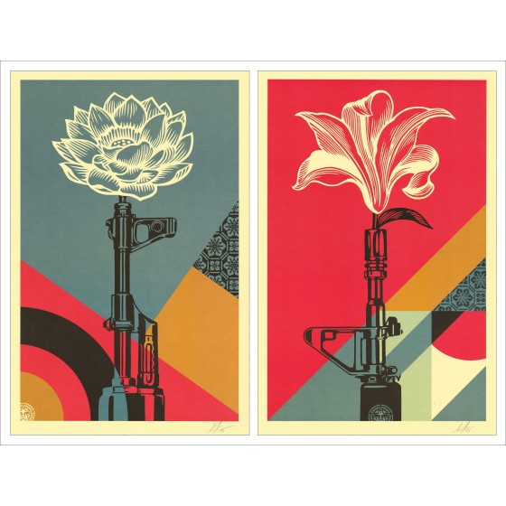 SHEPARD FAIREY (OBEY) - Set of 2 screen printing "AK-47 + AR-15" 91x61cm