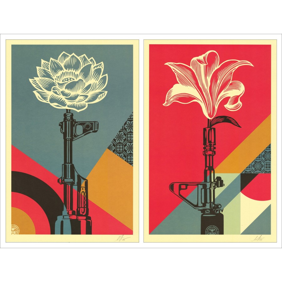 SHEPARD FAIREY (OBEY) - Satz von 2 Siebdruck "AK-47 + AR-15" 91x61cm
