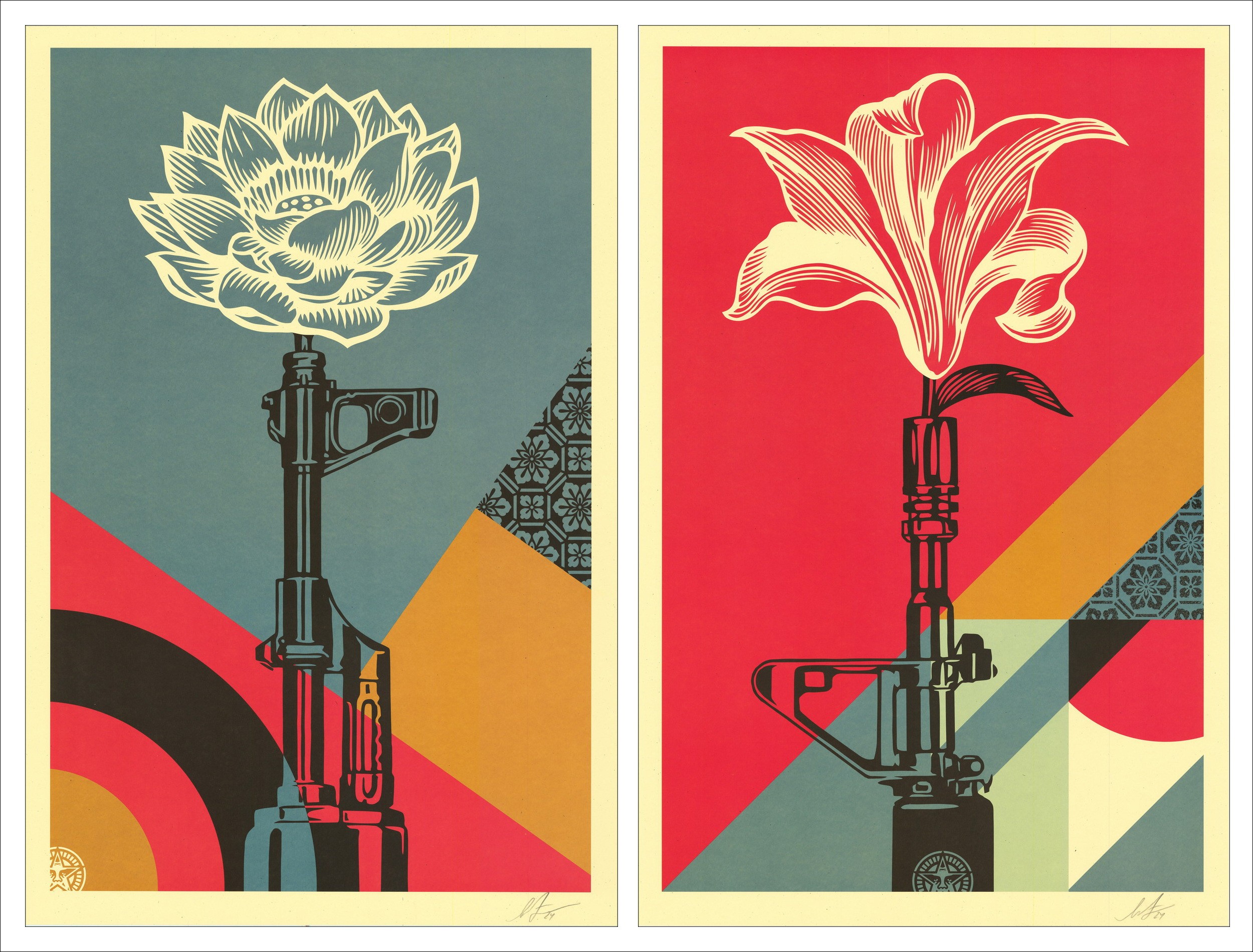 SHEPARD FAIREY (OBEY) - Set di 2 serigrafia "AK-47 + AR-15" 91x61cm