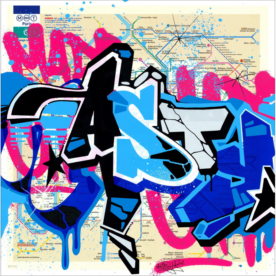 ▷ Grande mappa della metropolitana, Parigi di NASTY, 2016