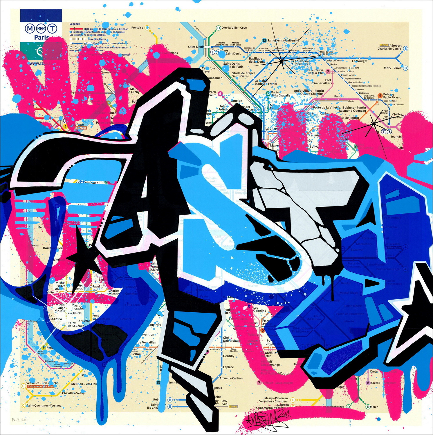 ▷ Grande mappa della metropolitana, Parigi di NASTY, 2016