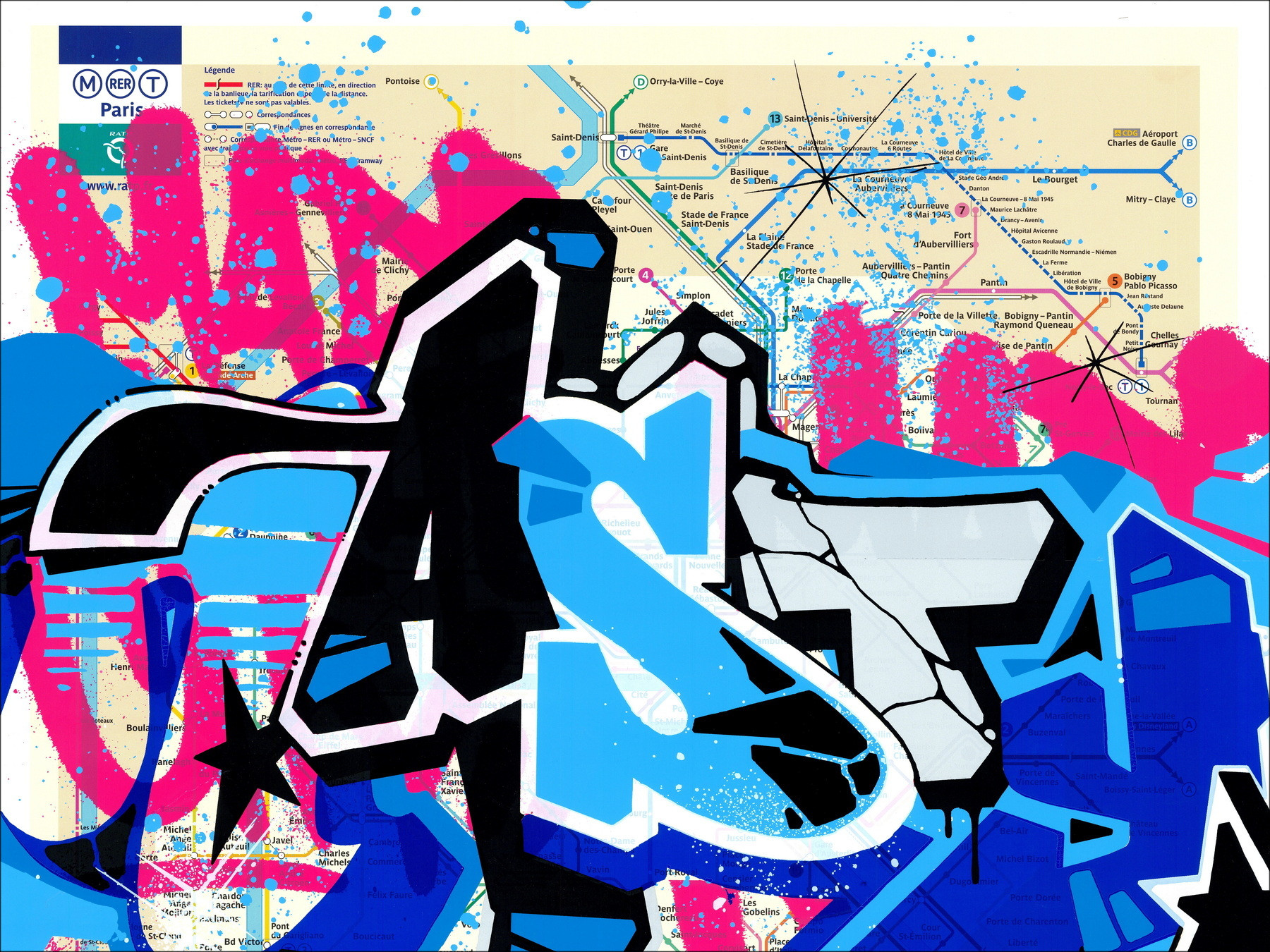 ▷ Grand Mapa de Metro, París por NASTY, 2016