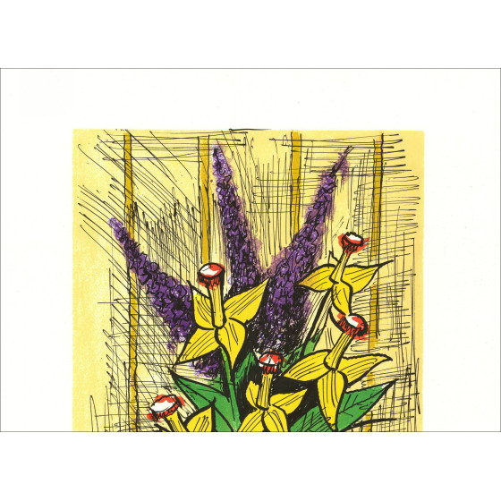 Bernard Buffet - Bouquet di Jonquilles e Lilas, Litografia