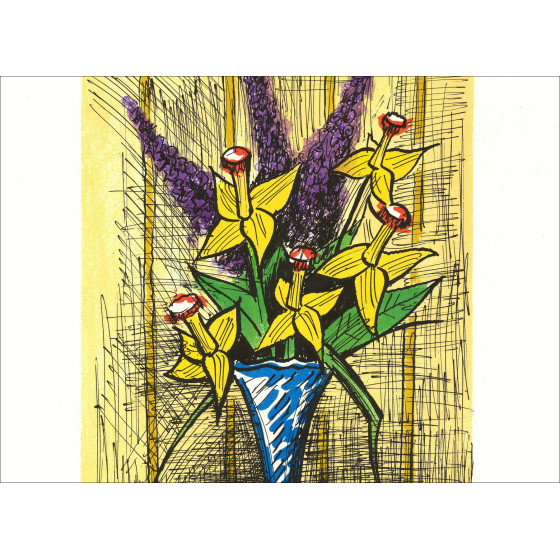 Bernard Buffet – Bouquet de jonquilles et lilas, lithographie