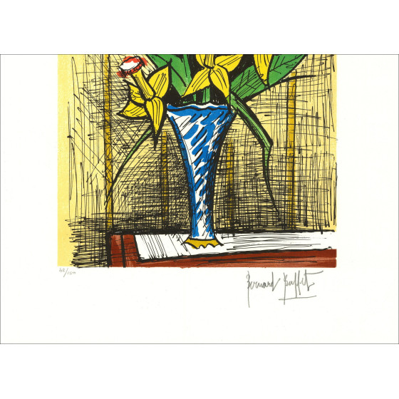 Bernard Buffet – Bouquet de jonquilles et lilas, lithographie