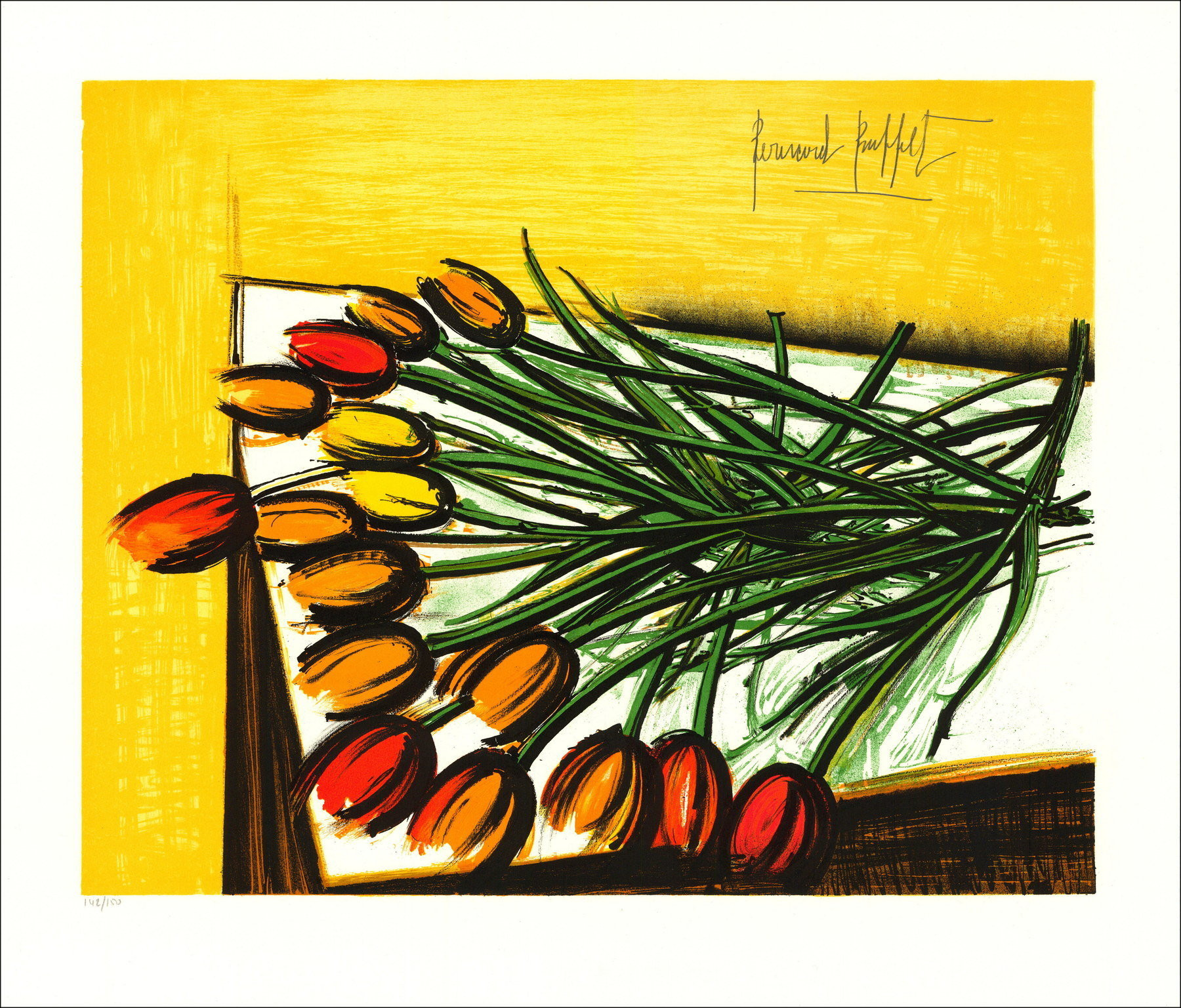 Bernard Buffet - Tulpenstrauß, Original-Lithographie