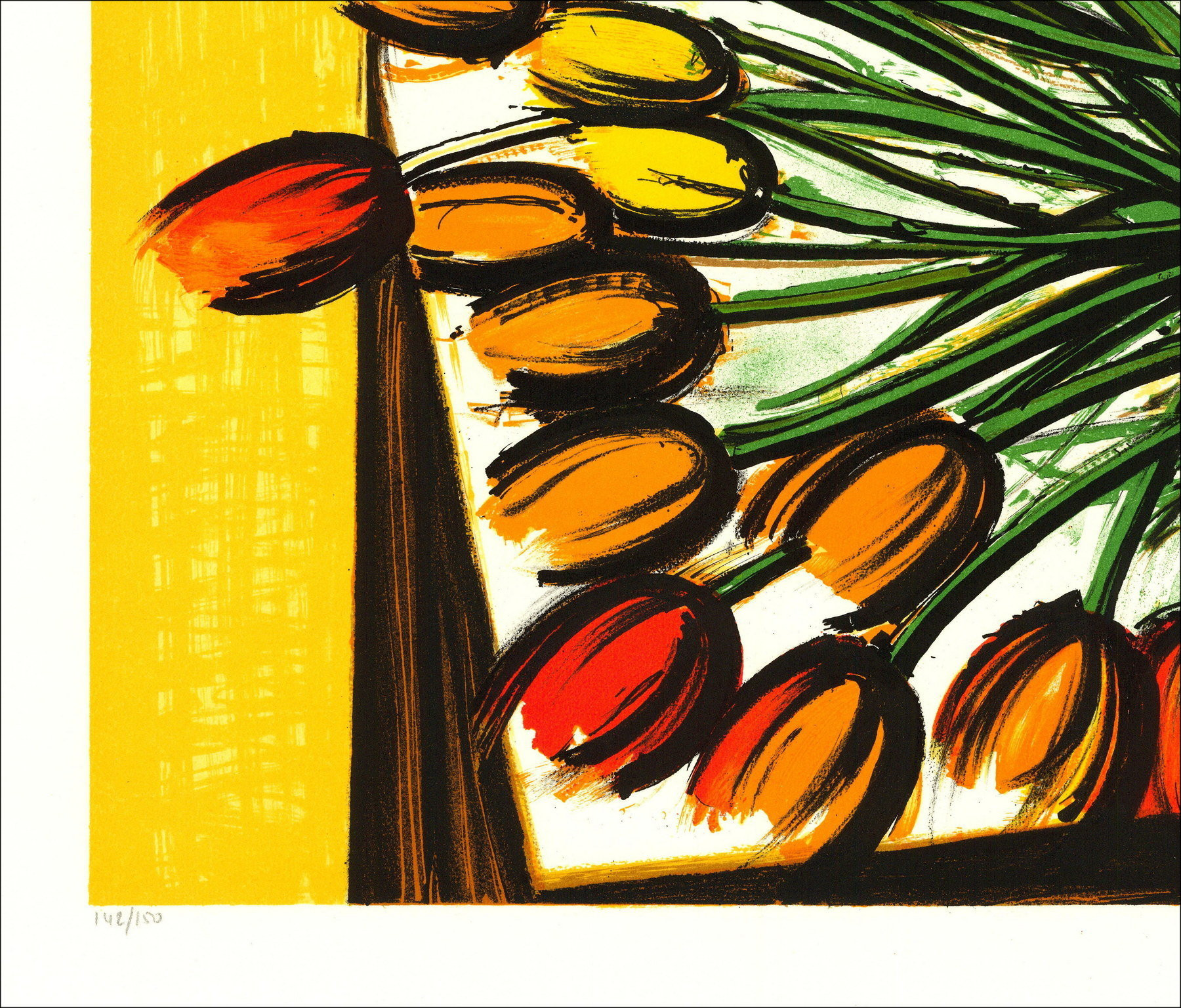 Bernard Buffet - Ramo de tulipán, Litografía Original
