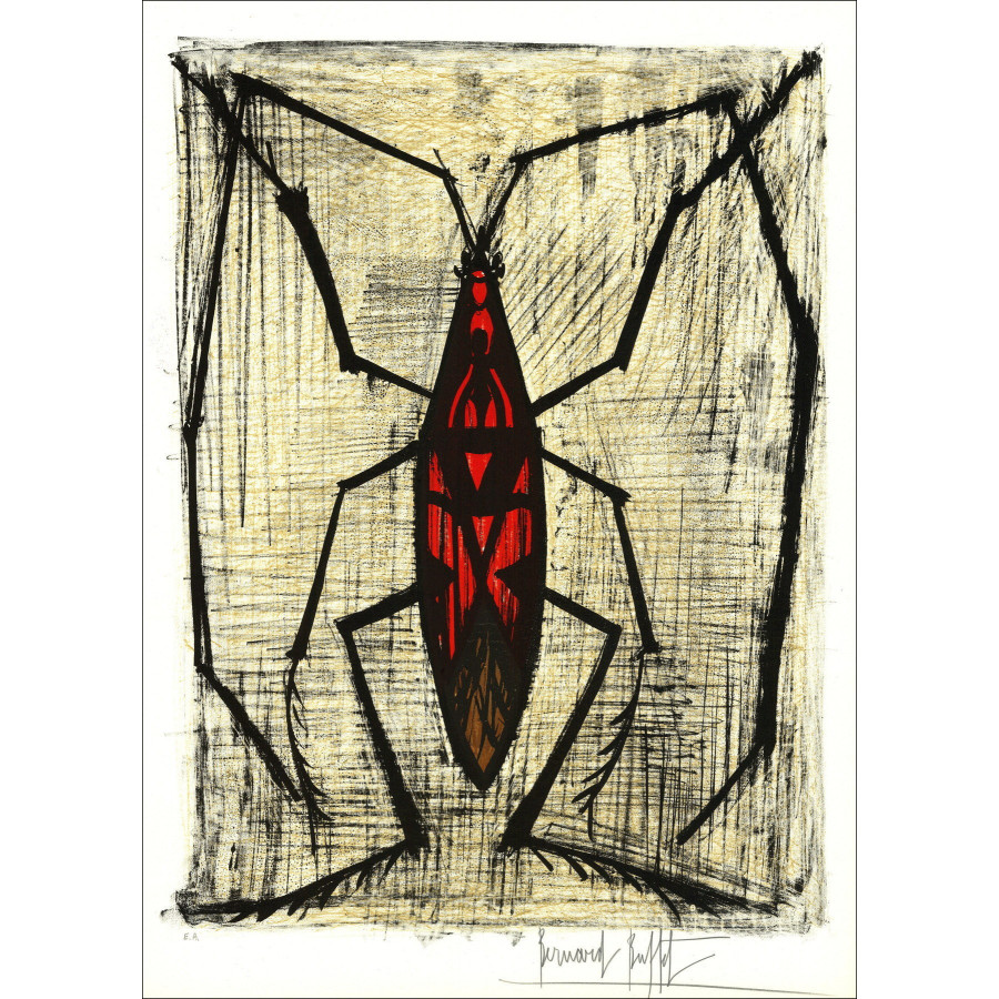 Bernard Buffet – Insecto : Nèpe, litografia originale firmata, 1964