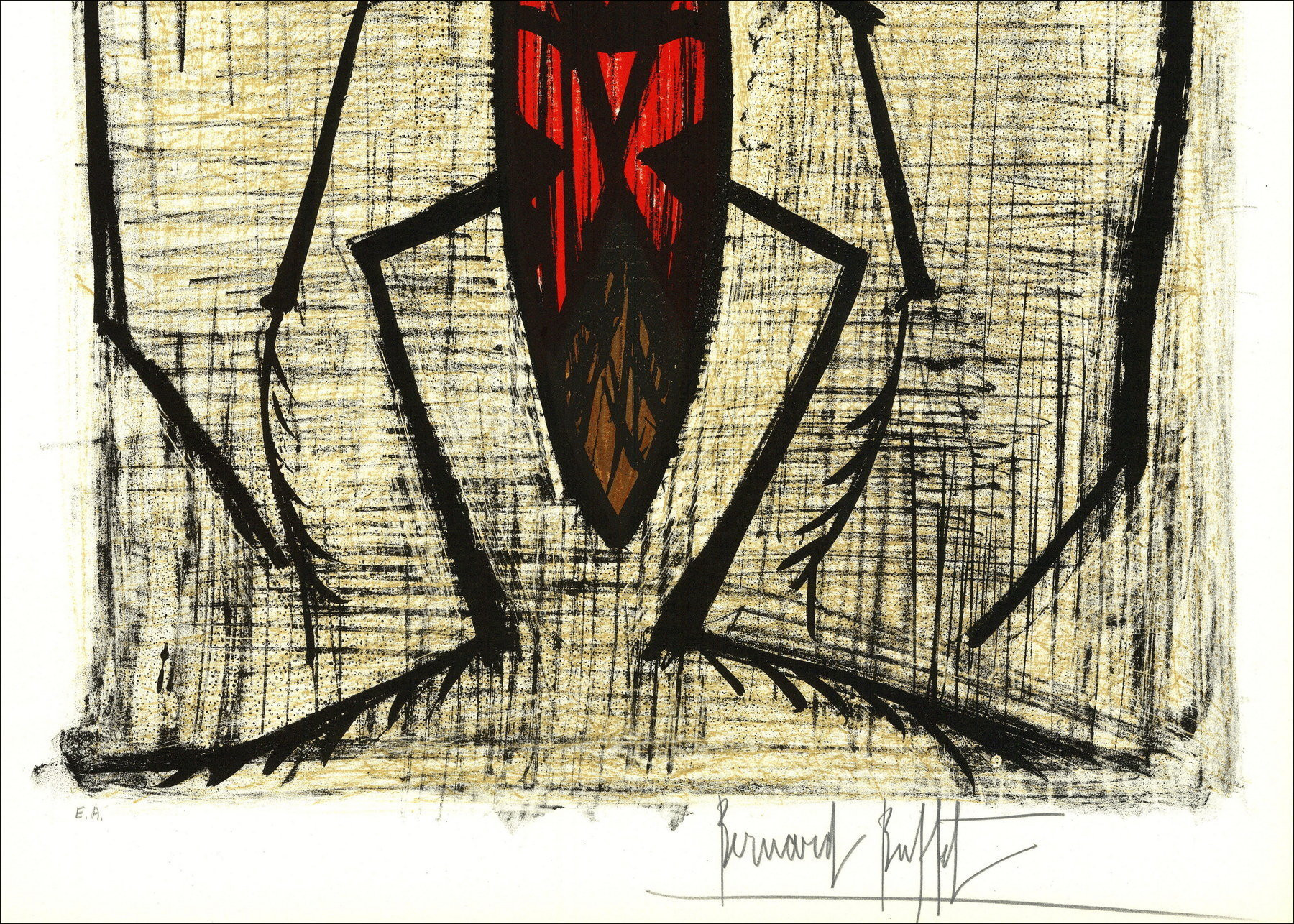 Bernard Buffet – Insecto : Nepe, litografía original firmada, 1964