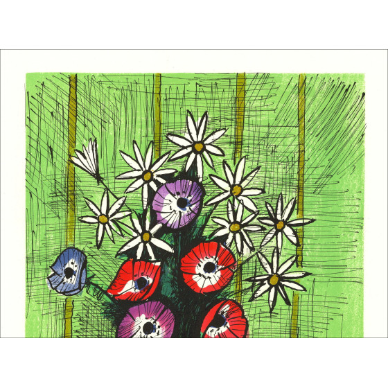 Bernard Buffet - Ramo de Margueritas y Anemones
