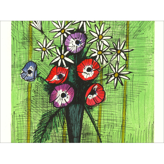 Bernard Buffet - Bouquet of Marguerites and Anemones