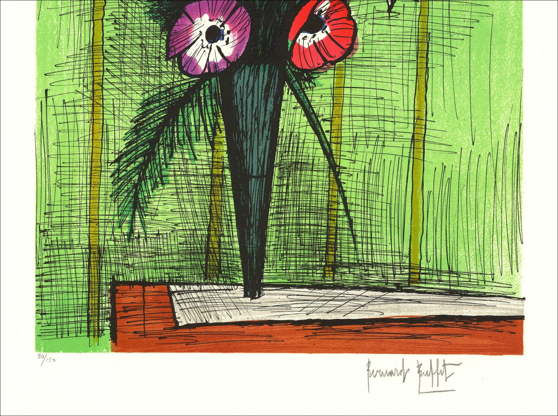 Bernard Buffet - Bouquet of Marguerites and Anemones