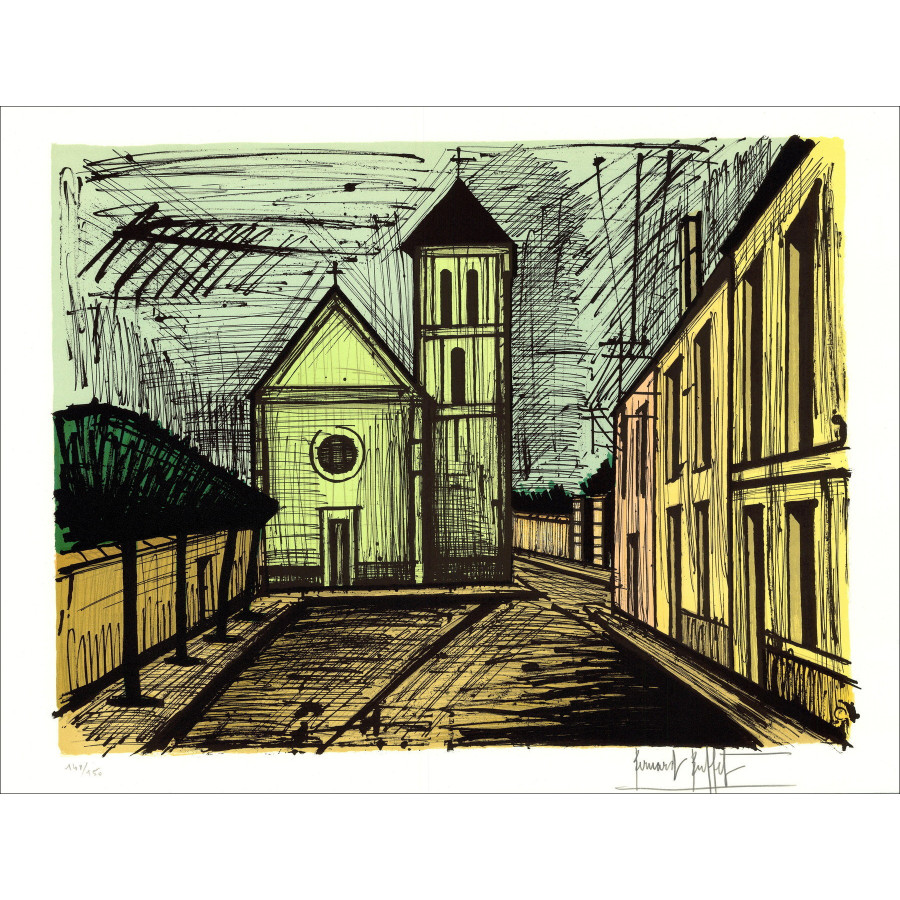 Buffet Bernard - Gloaer Church, Litografia originale, 58x76cm