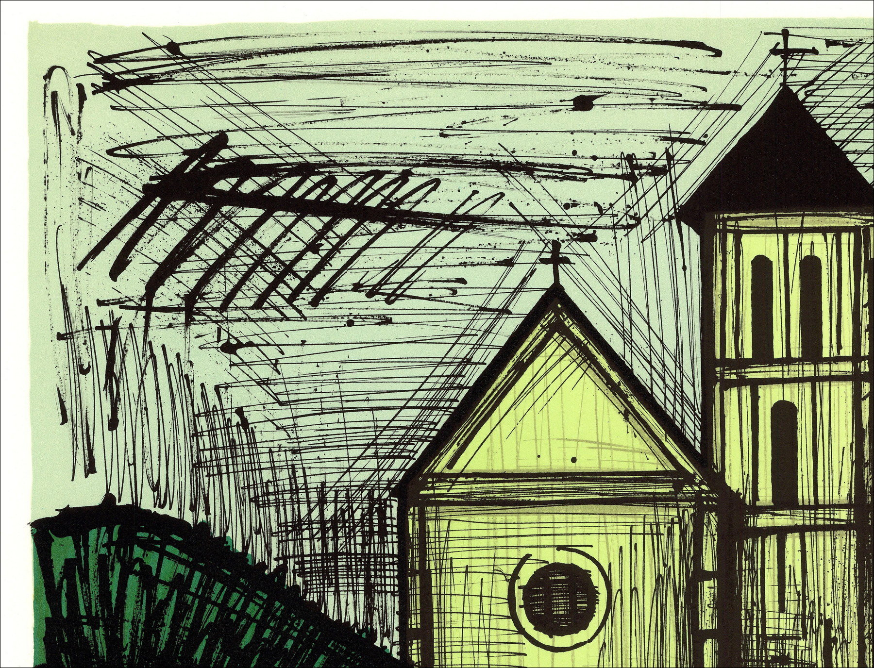 Bernard Buffet - Gloer-Kirche, Original-Lithographie, 58x76cm