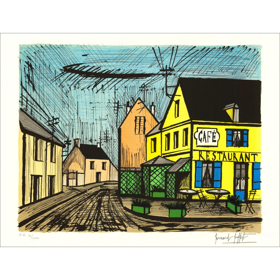 Bernard Buffet - Mareuil, Giallo e Blu Coffee (1985) 58x76cm