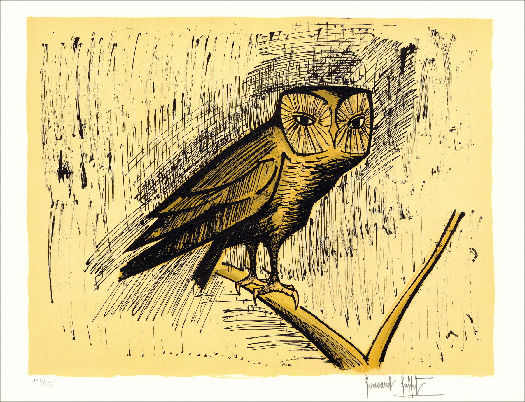 Bernard Buffet - La Hulotte, Original Lithograph 1982