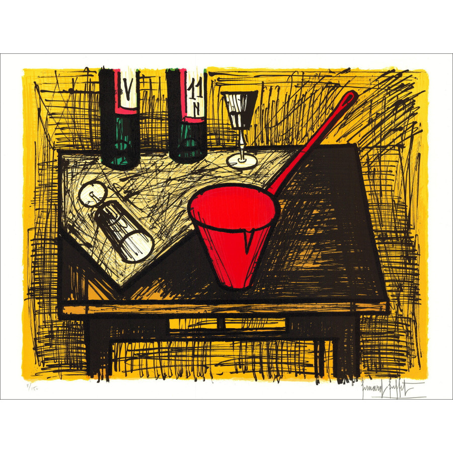 Bernard Buffet - Bodegón con Pan Red, 1982