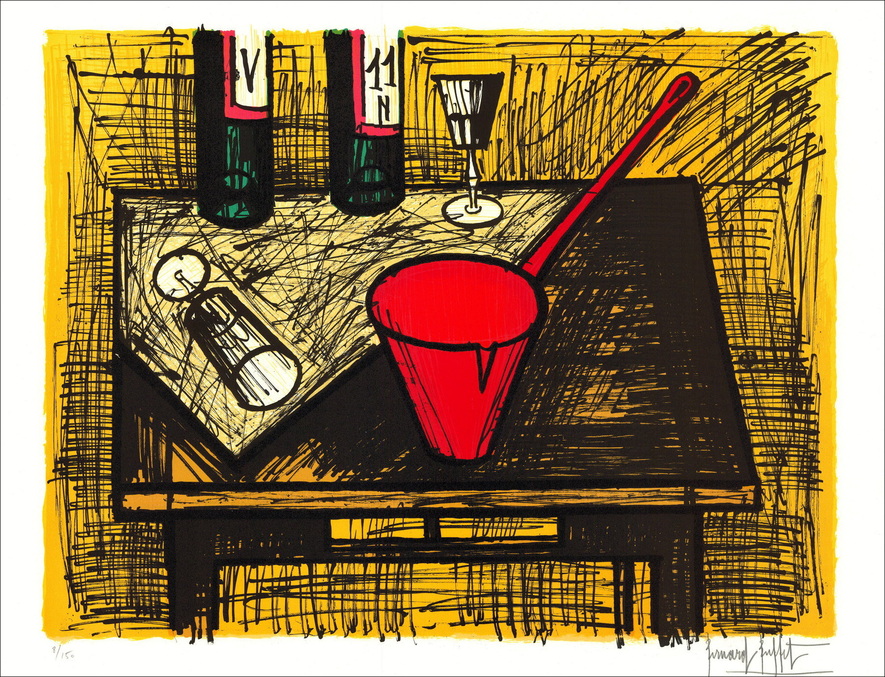 Bernard Buffet - Stillleben mit roter Pan, 1982