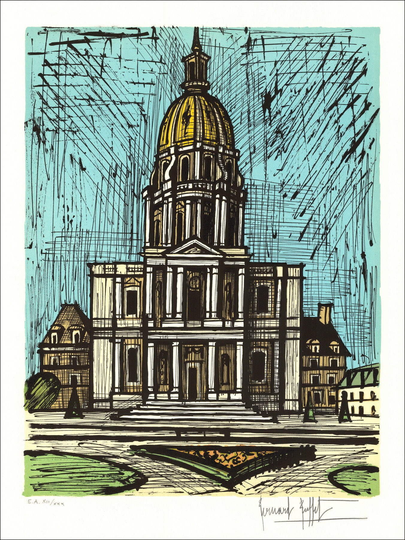 Bernard Buffet - Parigi, Invalides, Litografia 1986