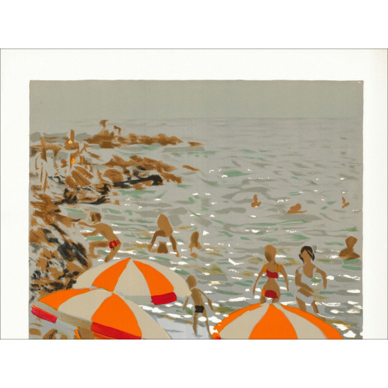 Pierre Lelong - Original lithograph "At the beach" signed and numbered