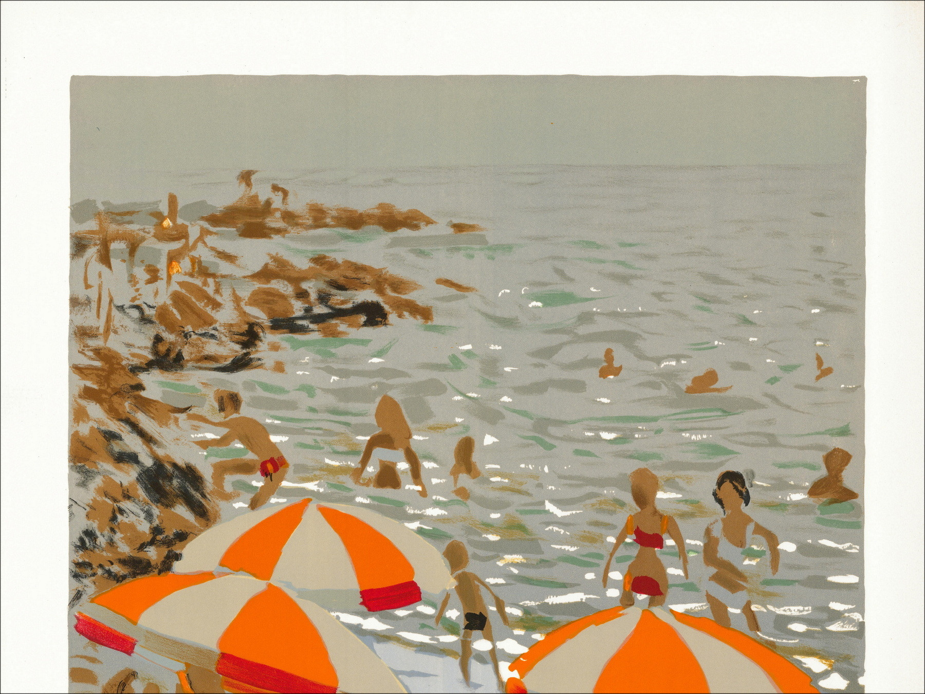 Pierre Lelong - Litografía original "en la playa" firmada y numerada