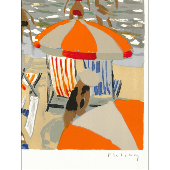 Pierre Lelong - Original-Lithographie "am Strand" signiert und nummeriert