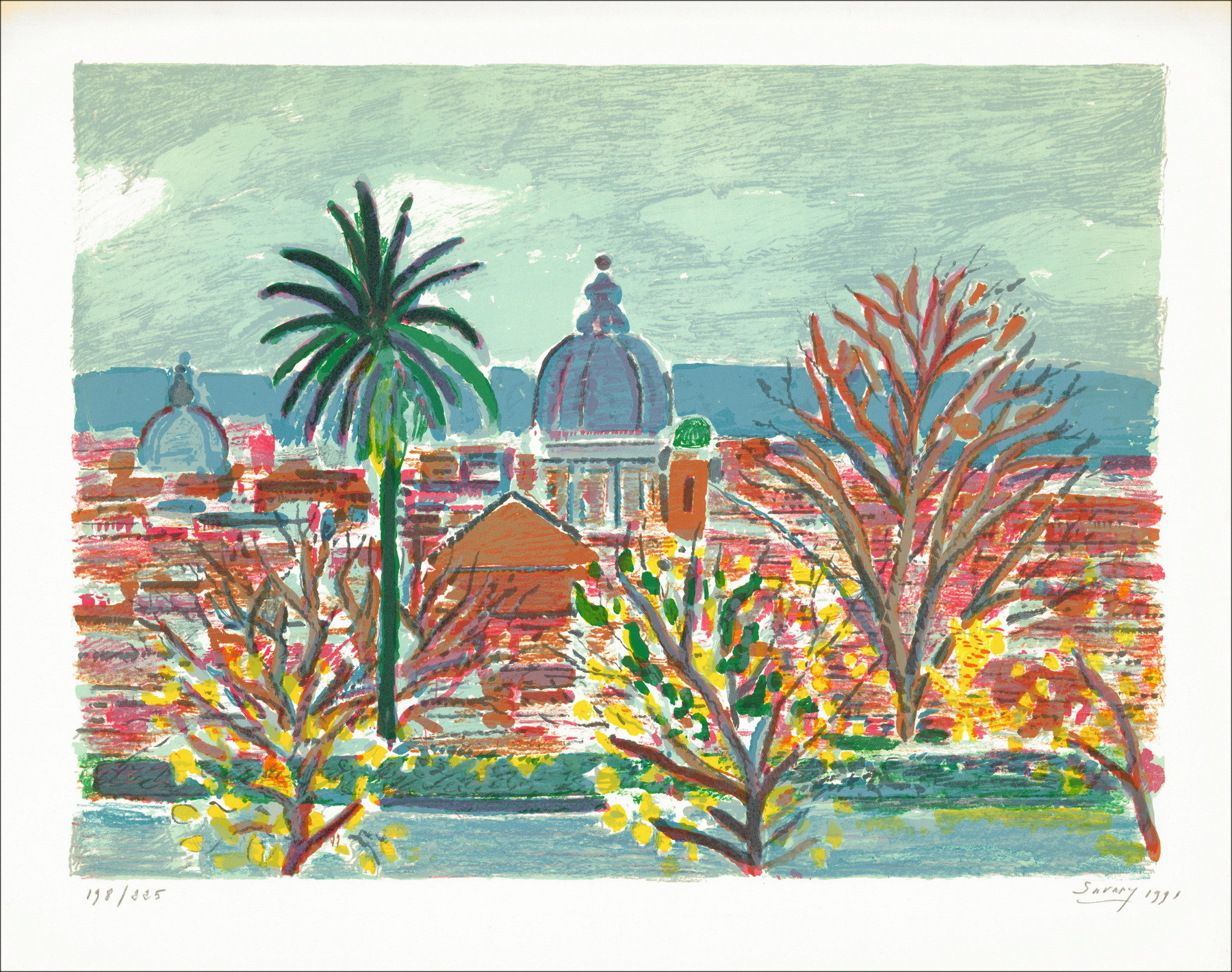 Lithographie originale Paysage Méditerranéen de Robert SAVARY