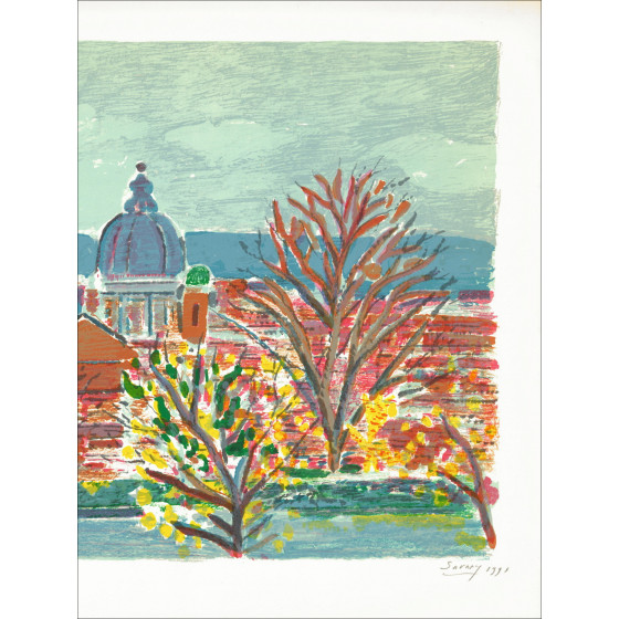 Lithographie originale Paysage Méditerranéen de Robert SAVARY