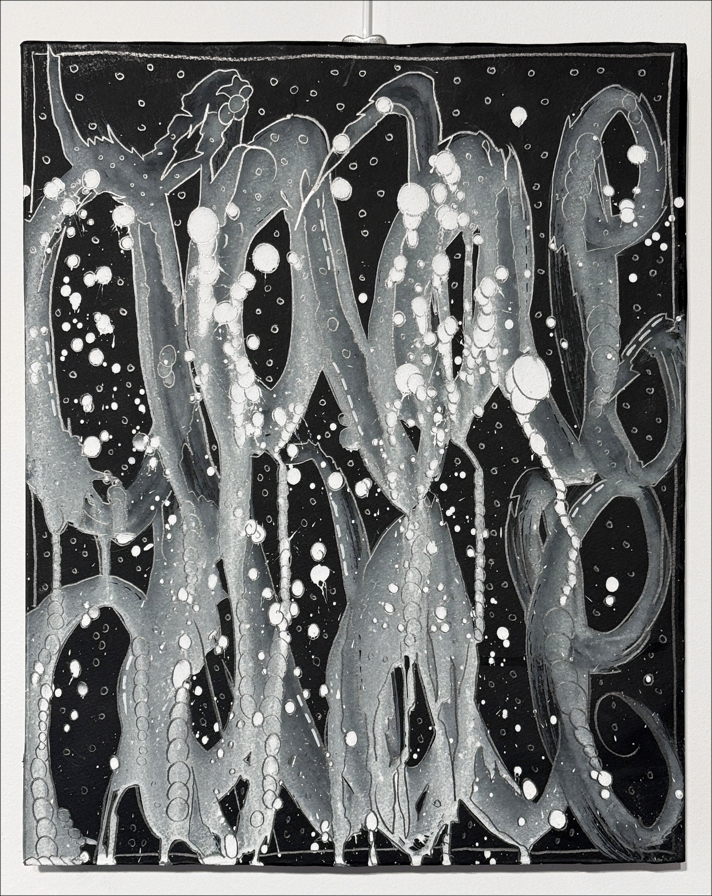 Jonone - Composición en negro i, pintura de madera 2025