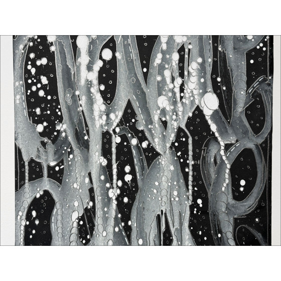 Jonone - Composizione in nero I, vernice in legno 2025