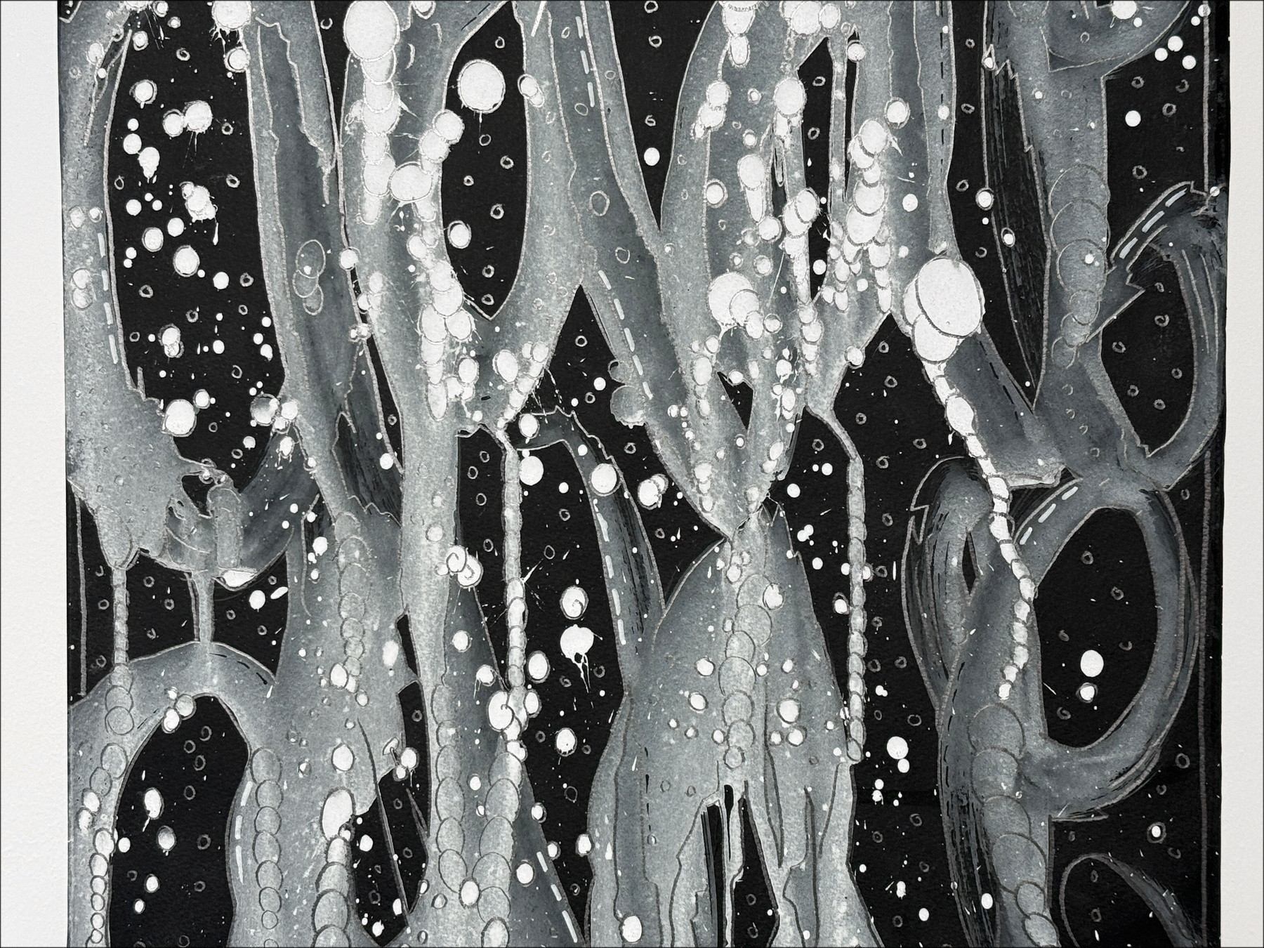 Jonone - Composición en negro i, pintura de madera 2025