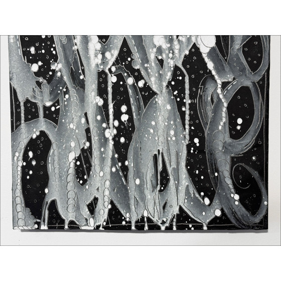 Jonone - Composición en negro i, pintura de madera 2025