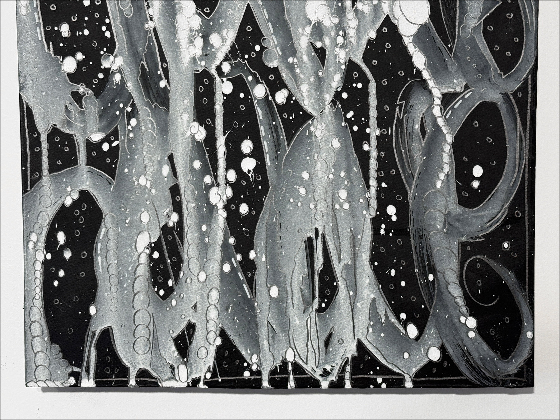 Jonone - Composición en negro i, pintura de madera 2025