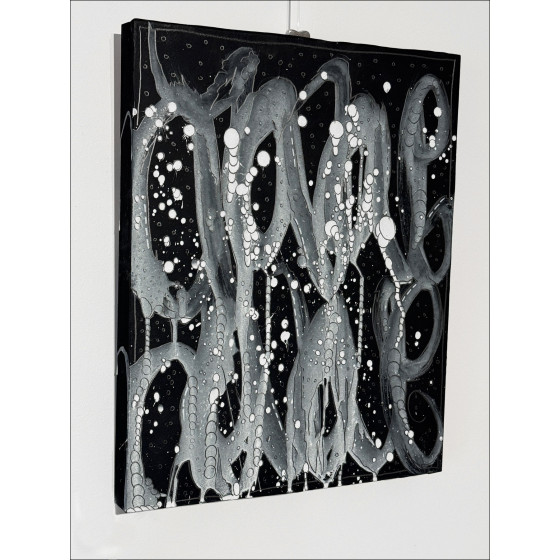 Jonone - Composición en negro i, pintura de madera 2025