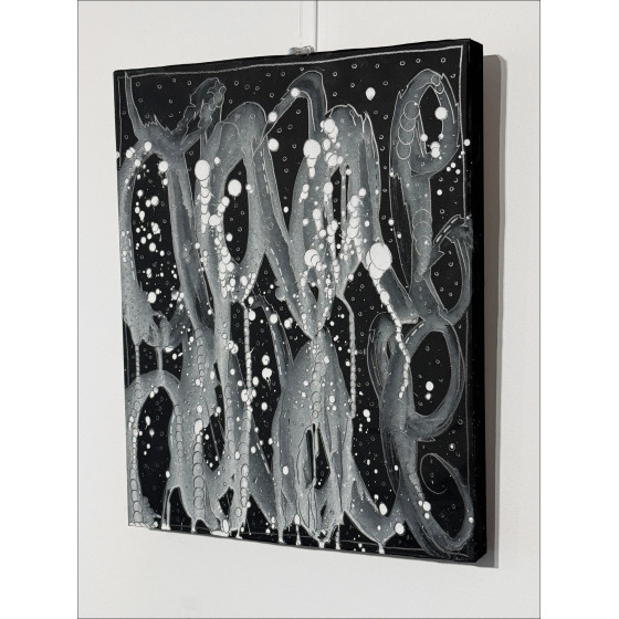 Jonone - Composizione in nero I, vernice in legno 2025