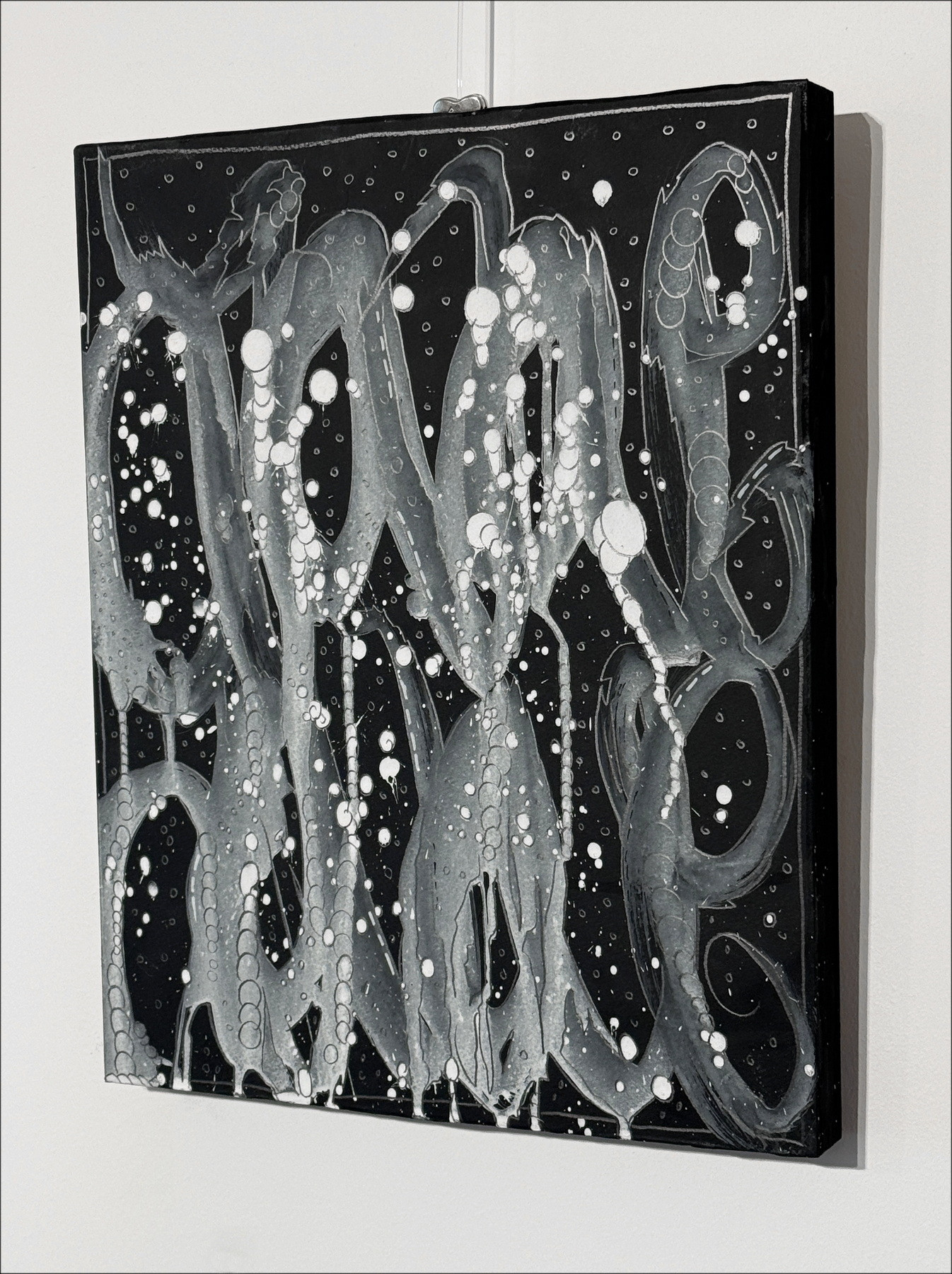 Jonone - Composición en negro i, pintura de madera 2025